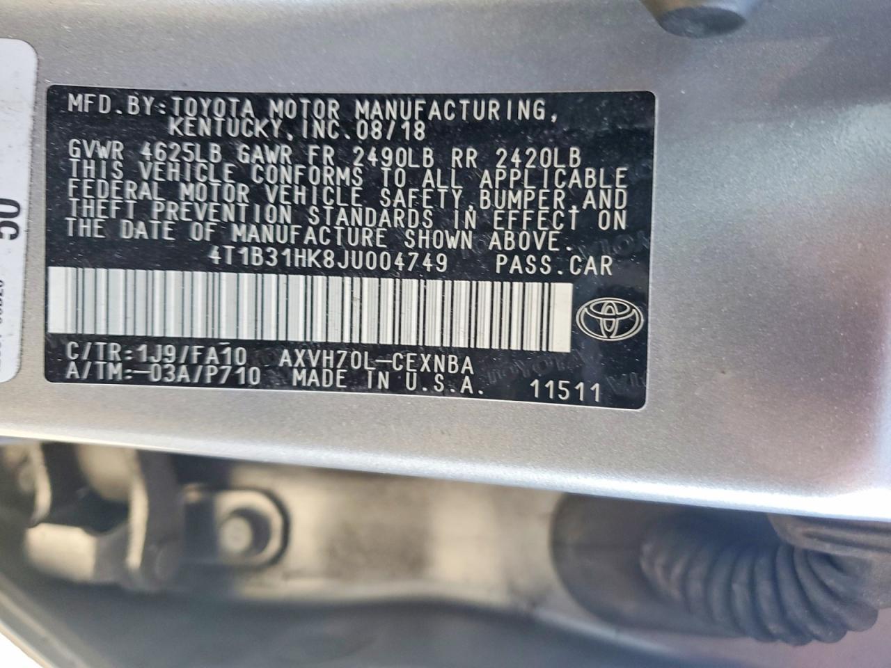 2018 Toyota Camry le