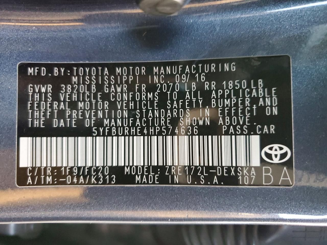 2017 Toyota Corolla l