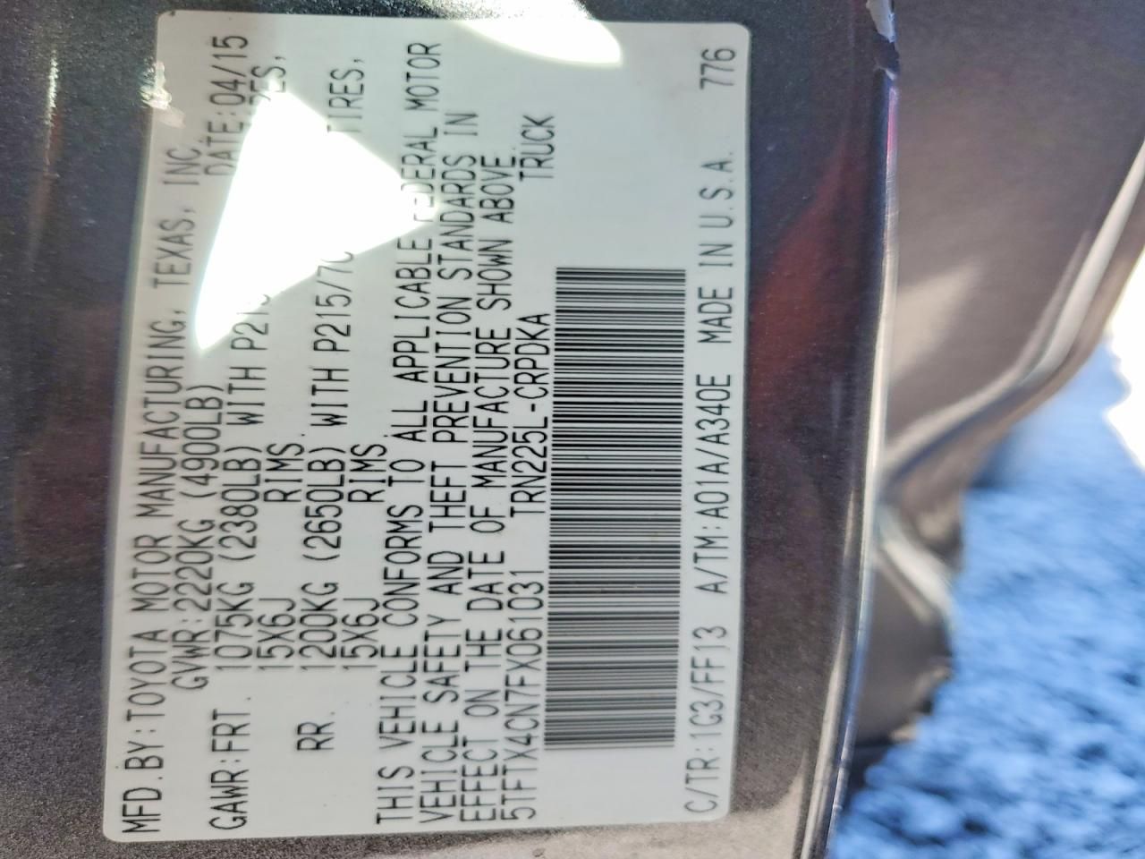 2015 Toyota Tacoma Access cab