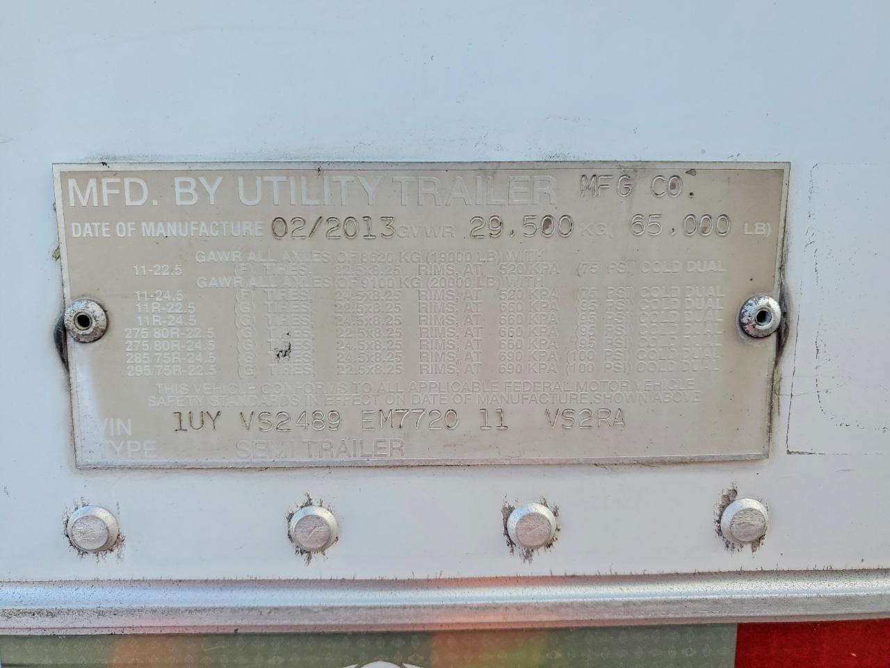 2014 Utility VS2RA Refrigerated Van Trailer