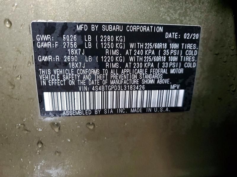 2020 Subaru Outback Touring ldl