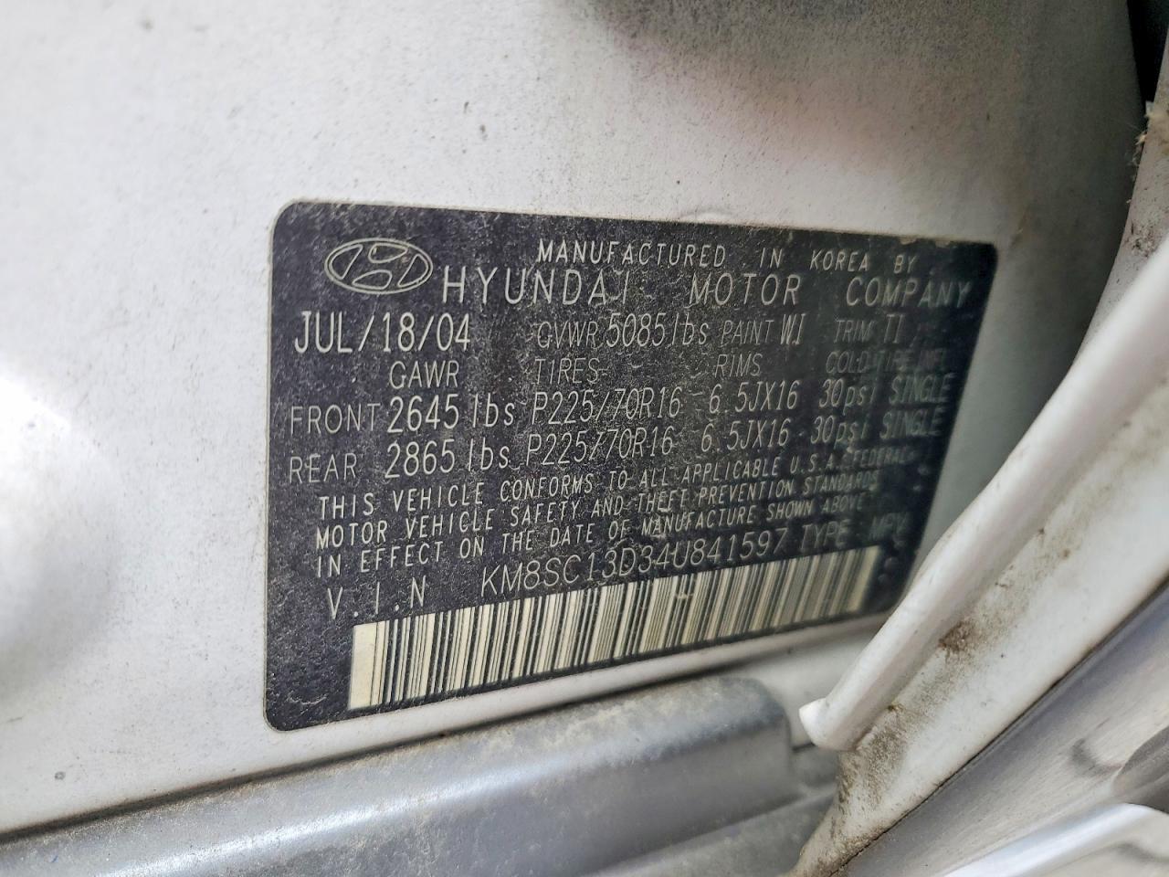 2004 Hyundai Santa fe gls