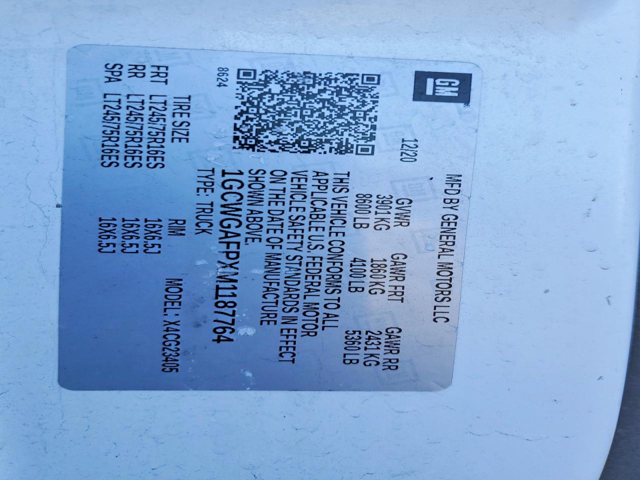 2021 Chevrolet Express G2500 Utility / Service Van