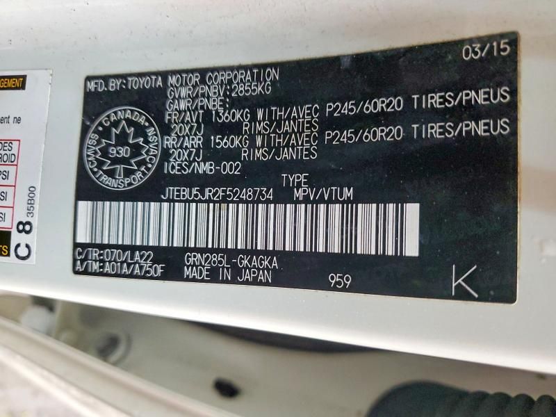 2015 Toyota 4runner Sr5/sr5 Premium