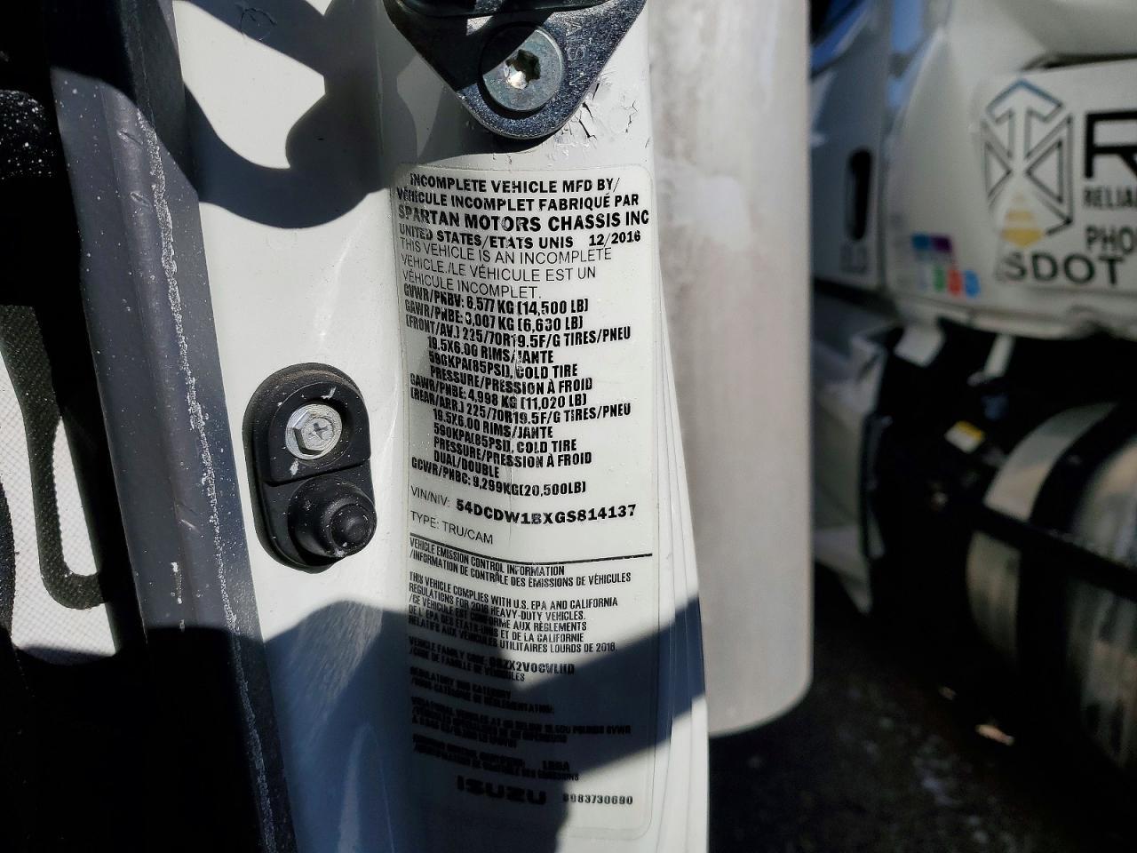2016 Chev Rolet 4500 BOX Truck