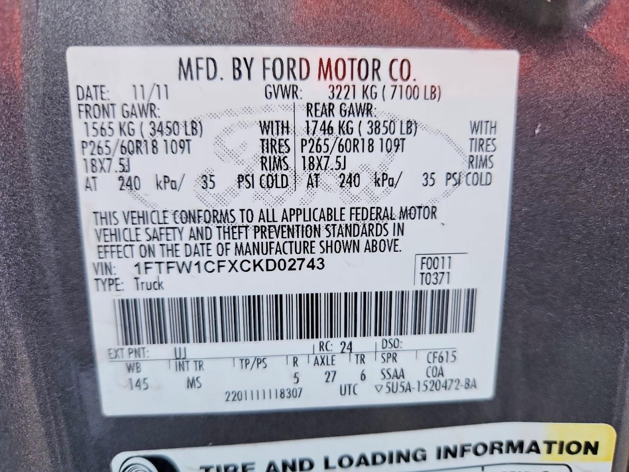 2012 Ford F150 Supercrew