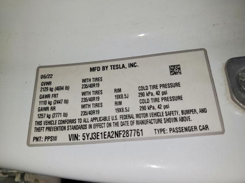 2022 Tesla Model 3
