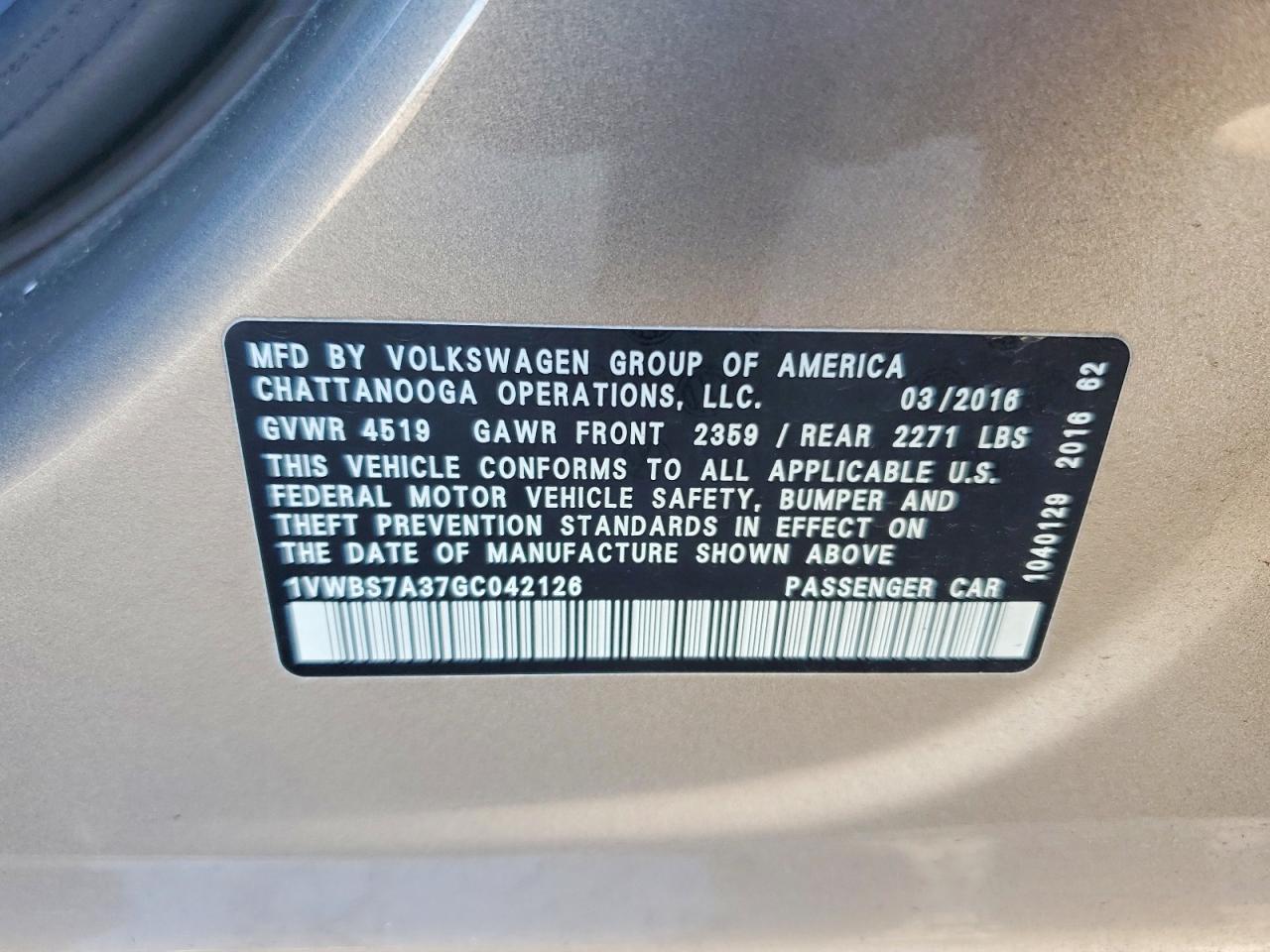 2016 Volkswagen Passat se