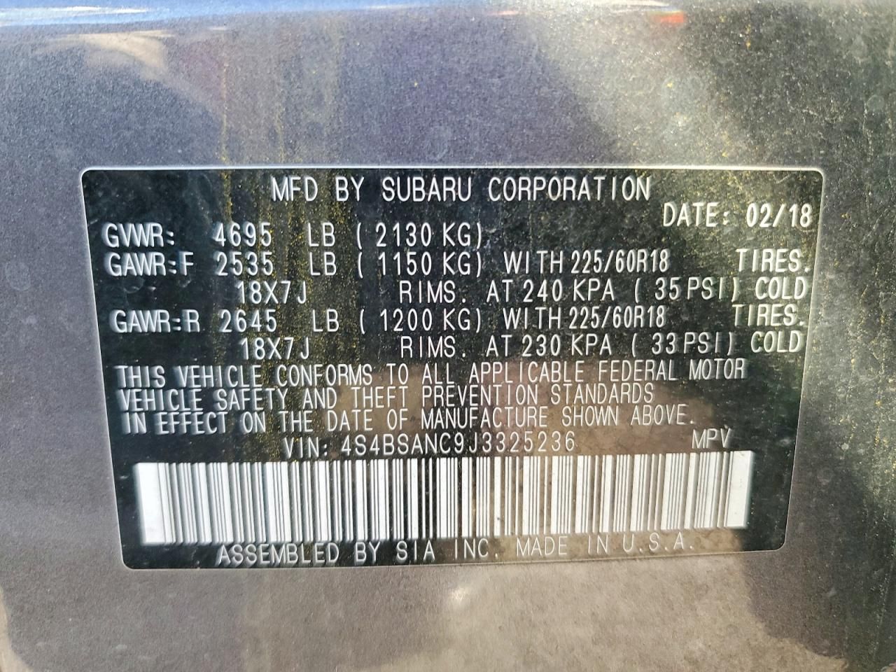 2018 Subaru Outback 2.5i Limited