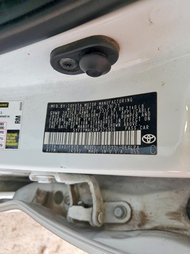 2022 Toyota Corolla le