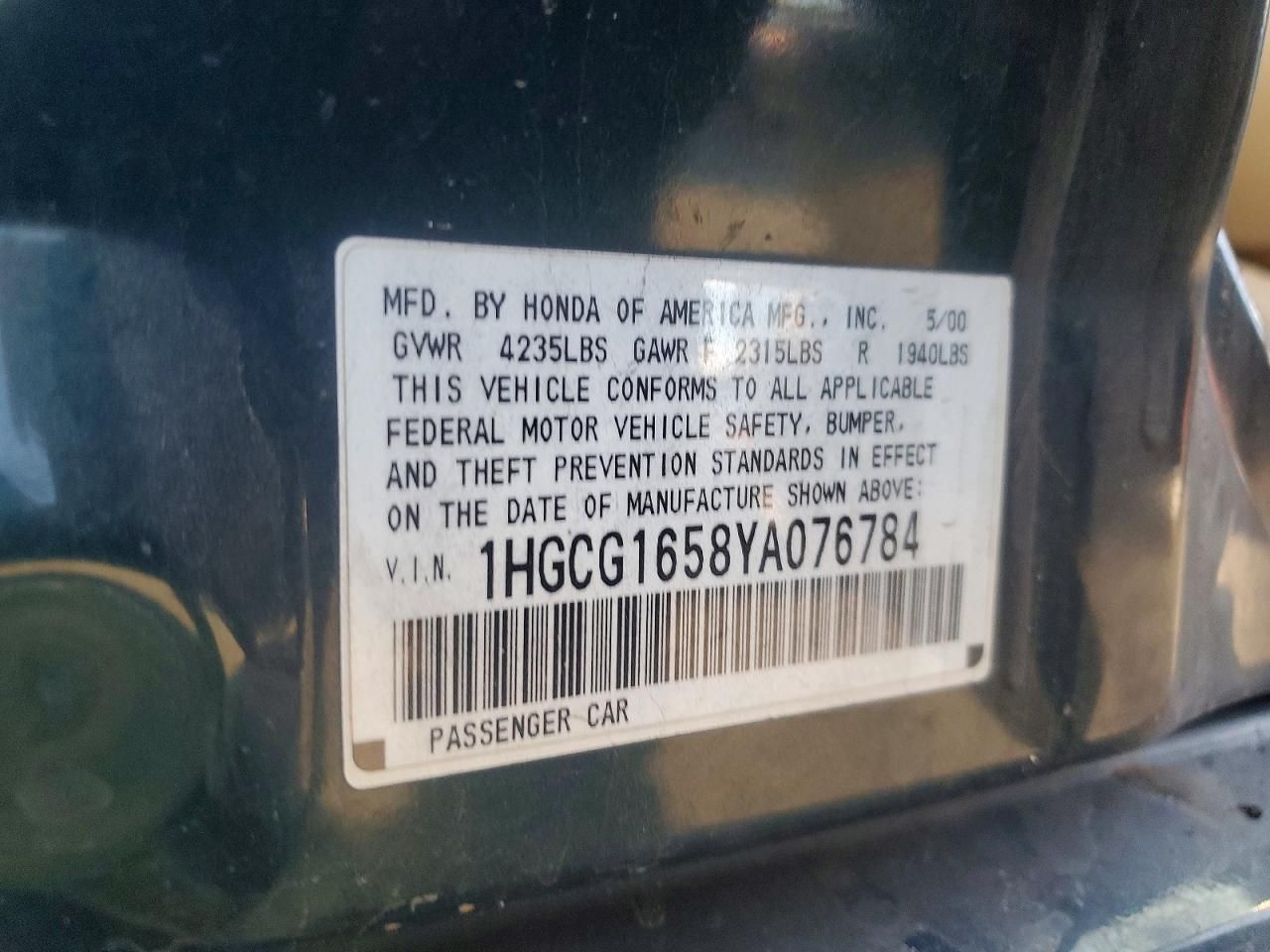 2000 Honda Accord ex