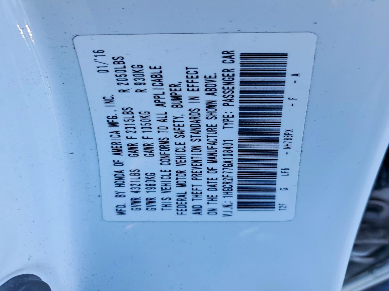 2016 Honda Accord ex