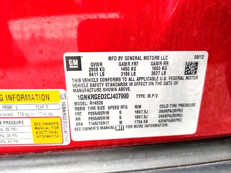 2012 Chevrolet Traverse lt