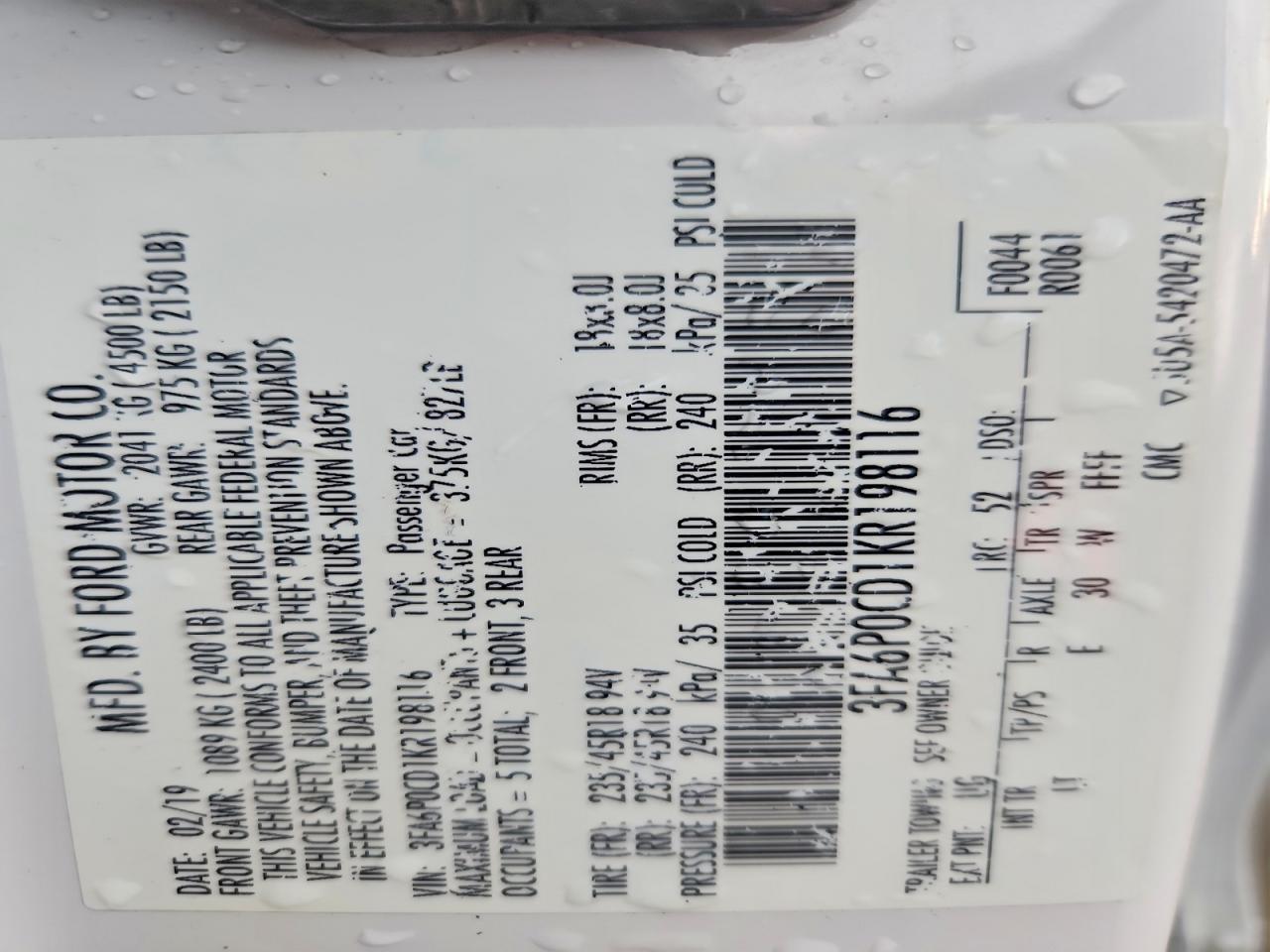 2019 Ford Fusion sel