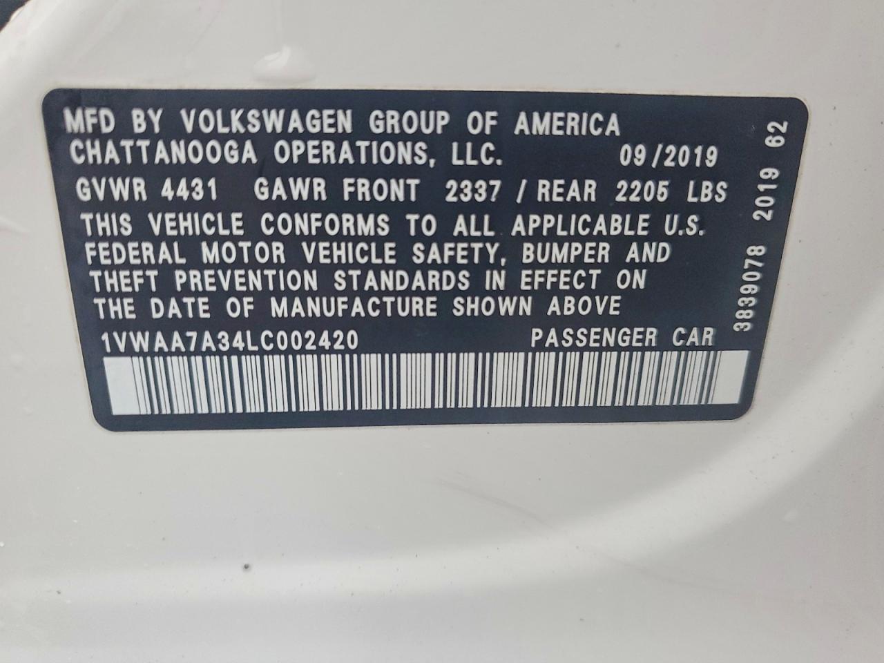 2020 Volkswagen Passat s