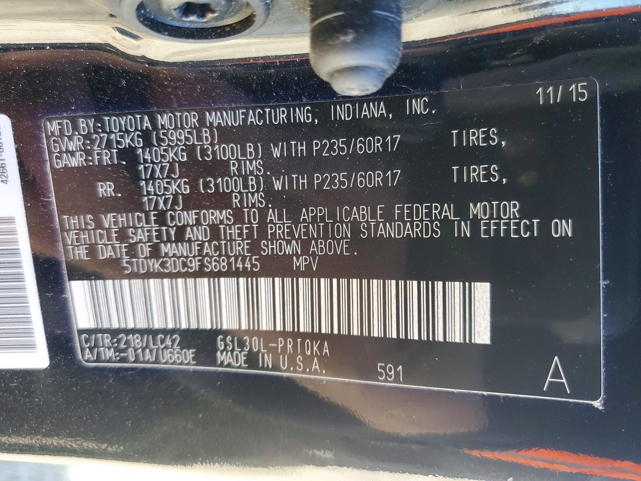 2015 Toyota Sienna xle
