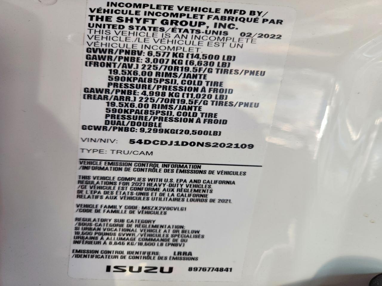 2023 Chev 2022 Chevrolet Chassis 4500