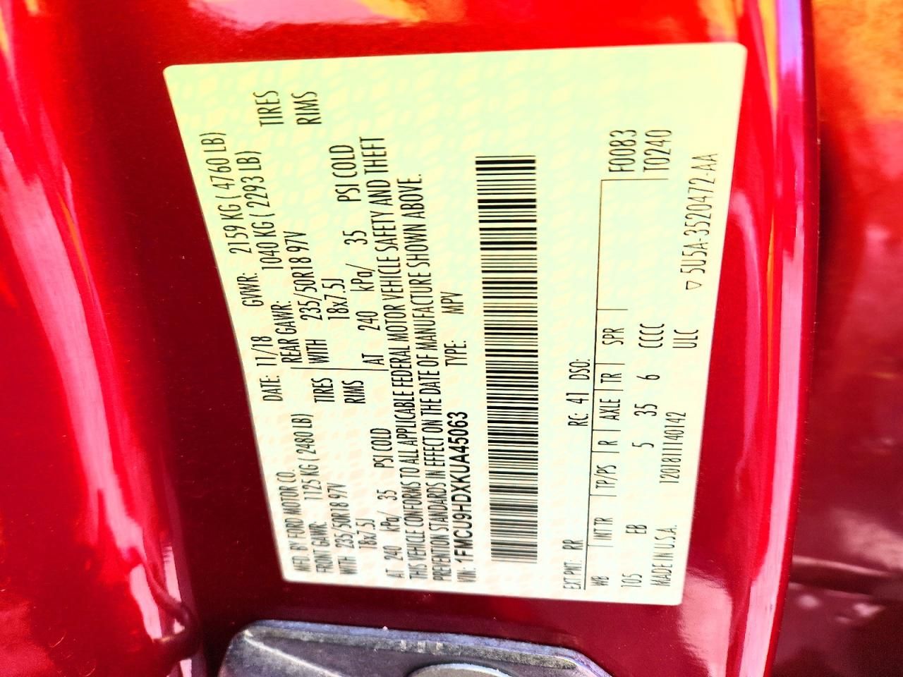 2019 Ford Escape sel