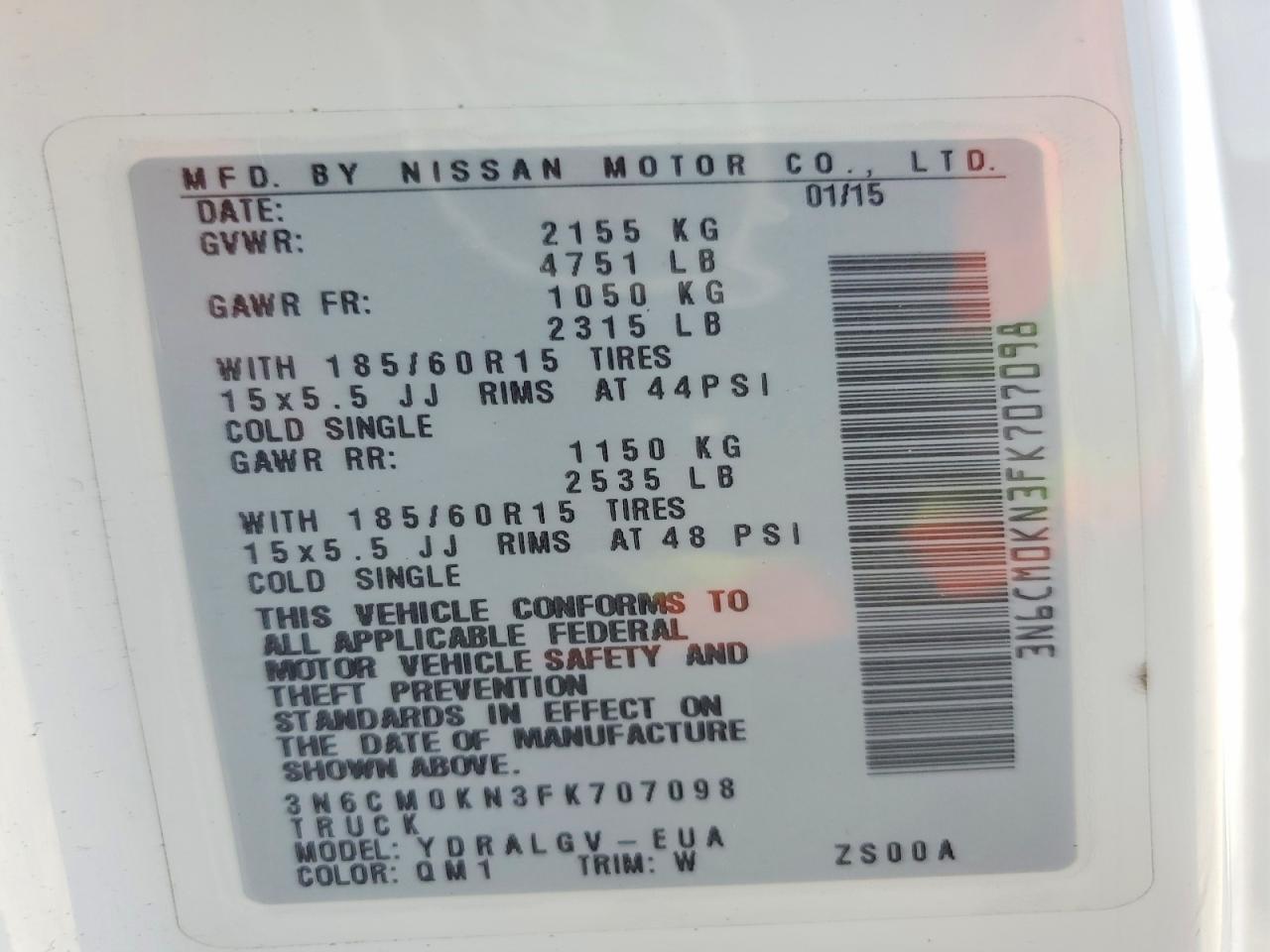 2015 Nissan NV200 Utility / Service Van