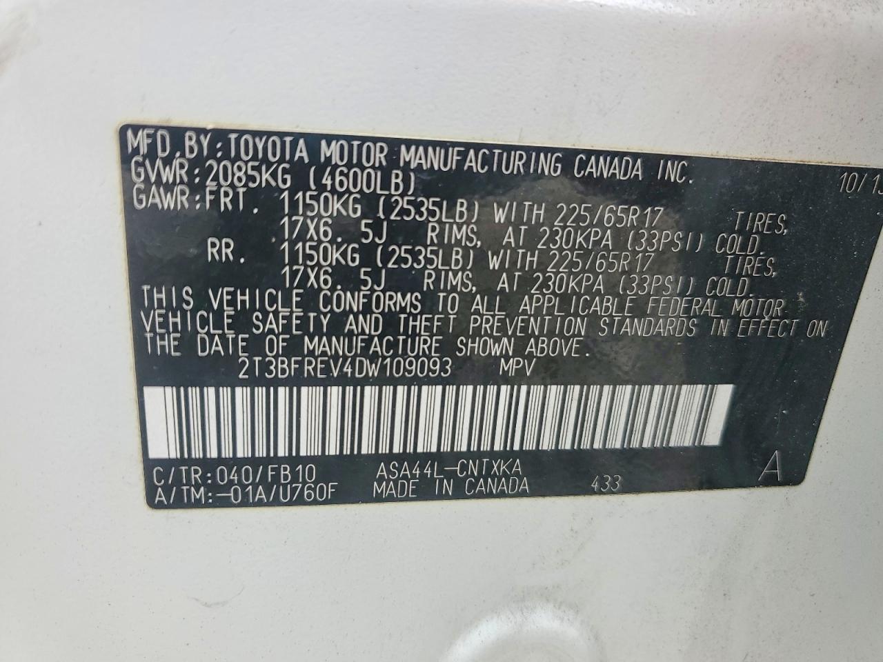 2013 Toyota Rav4 le