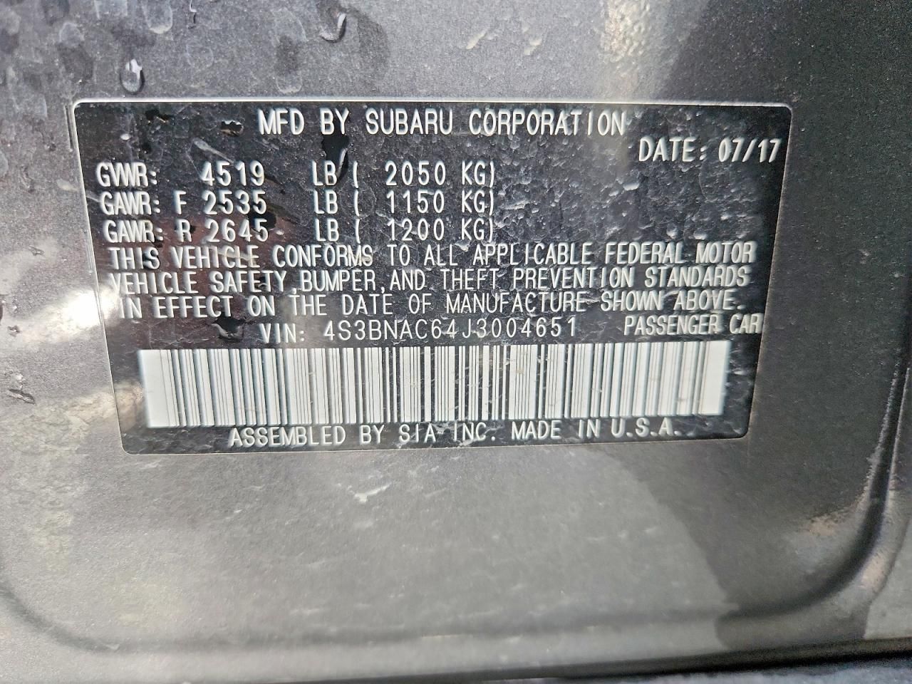 2018 Subaru Legacy 2.5i Premium