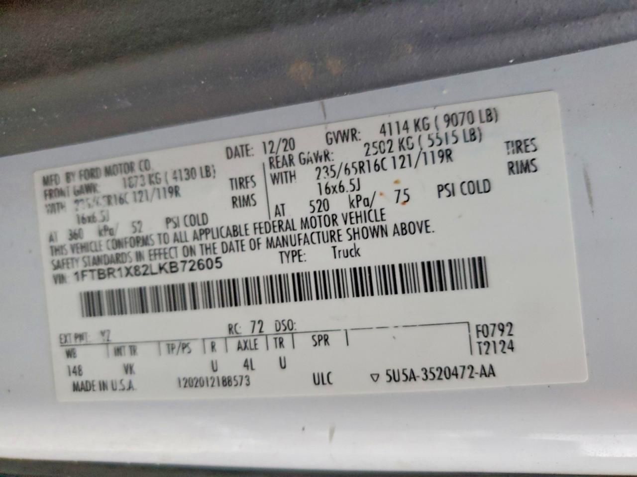 2020 Ford Transit T-250 Delivery Van