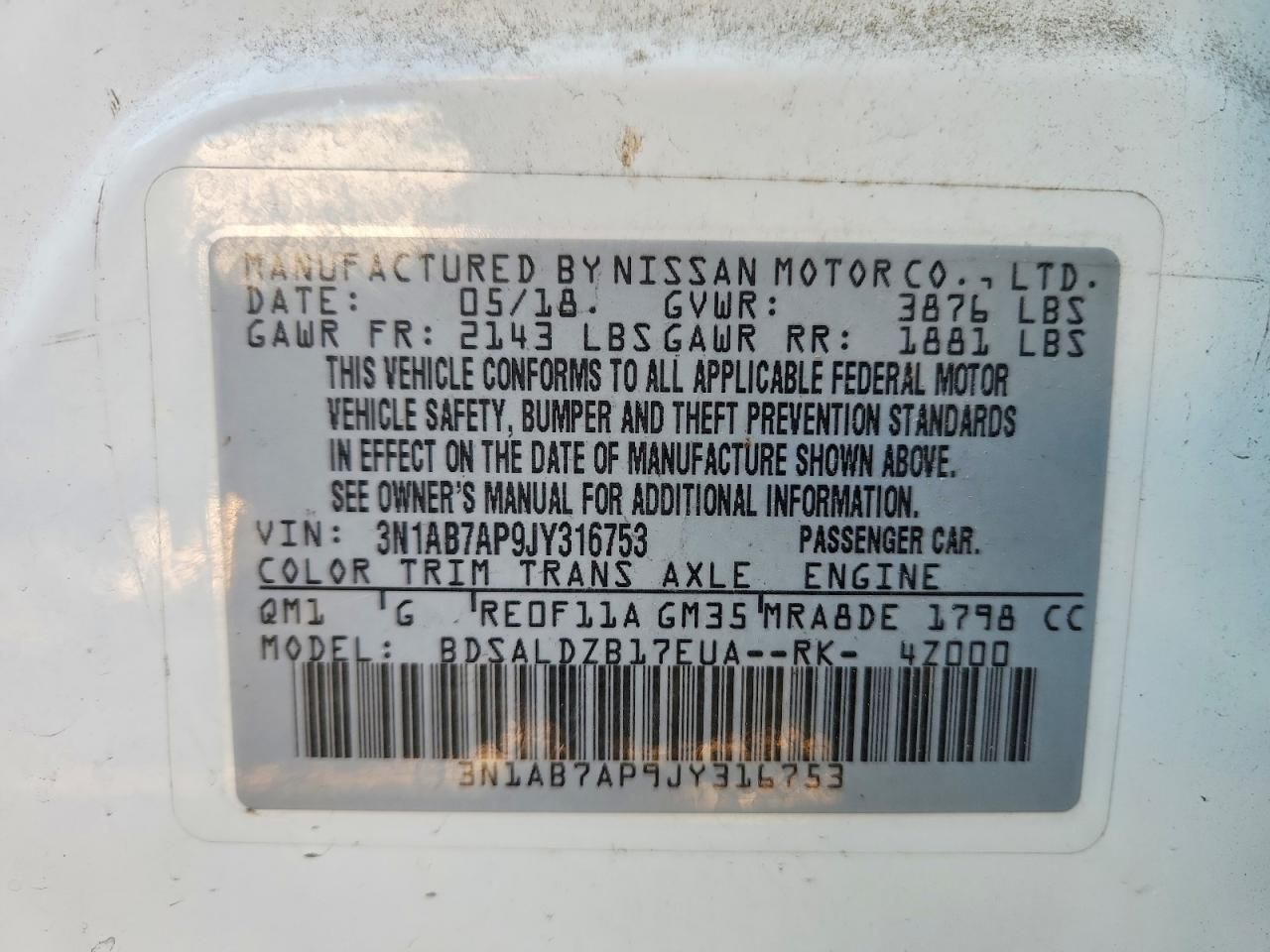 2018 Nissan Sentra s