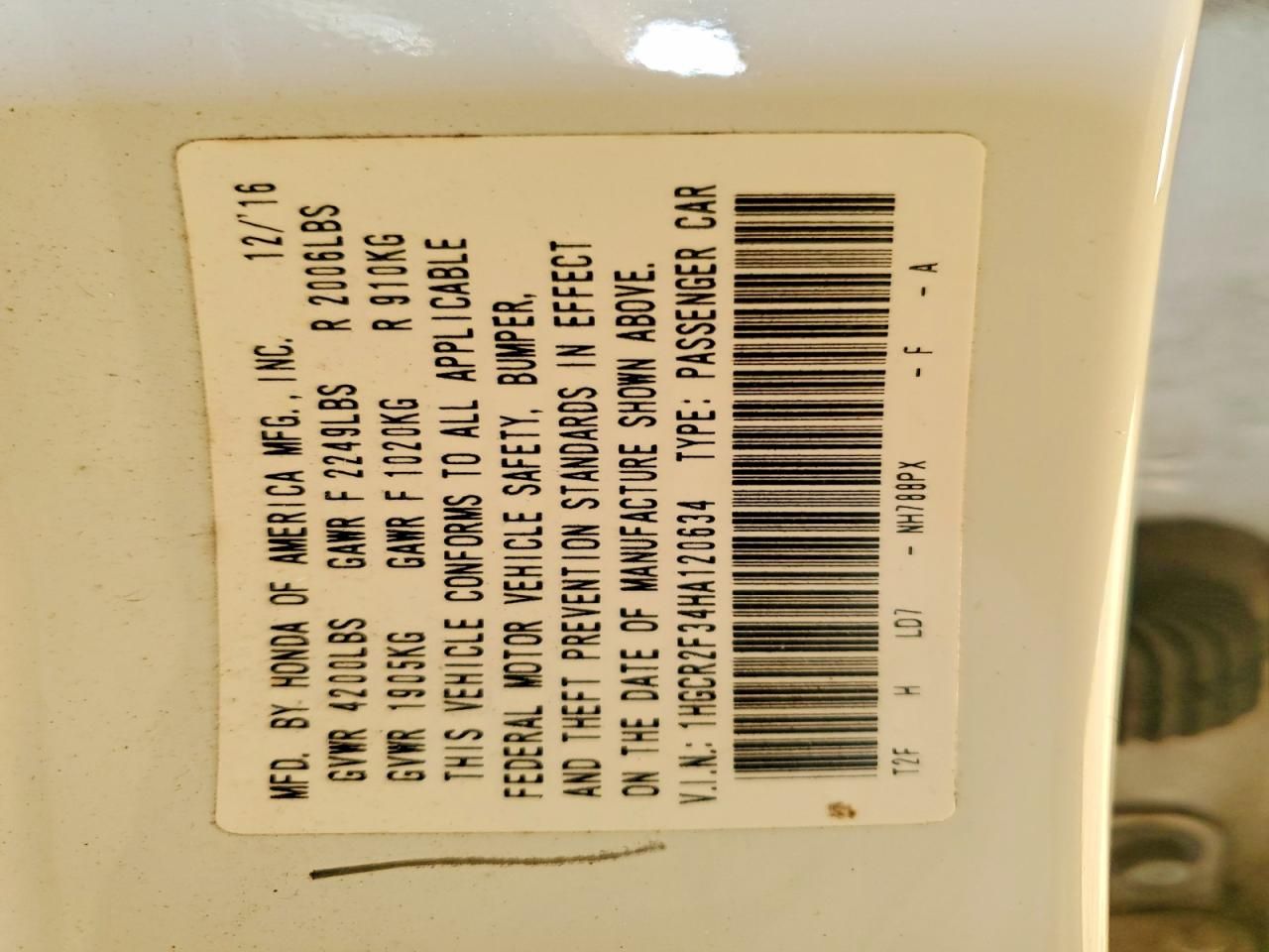 2017 Honda Accord lx