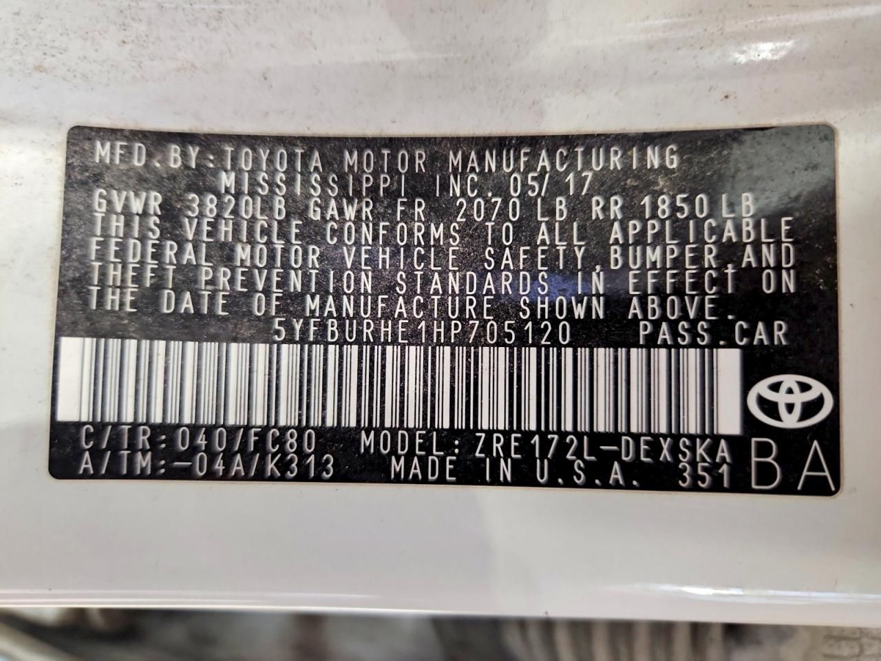 2017 Toyota Corolla l