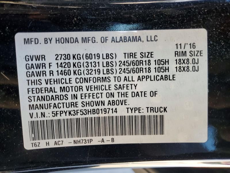 2017 Honda Ridgeline rtl