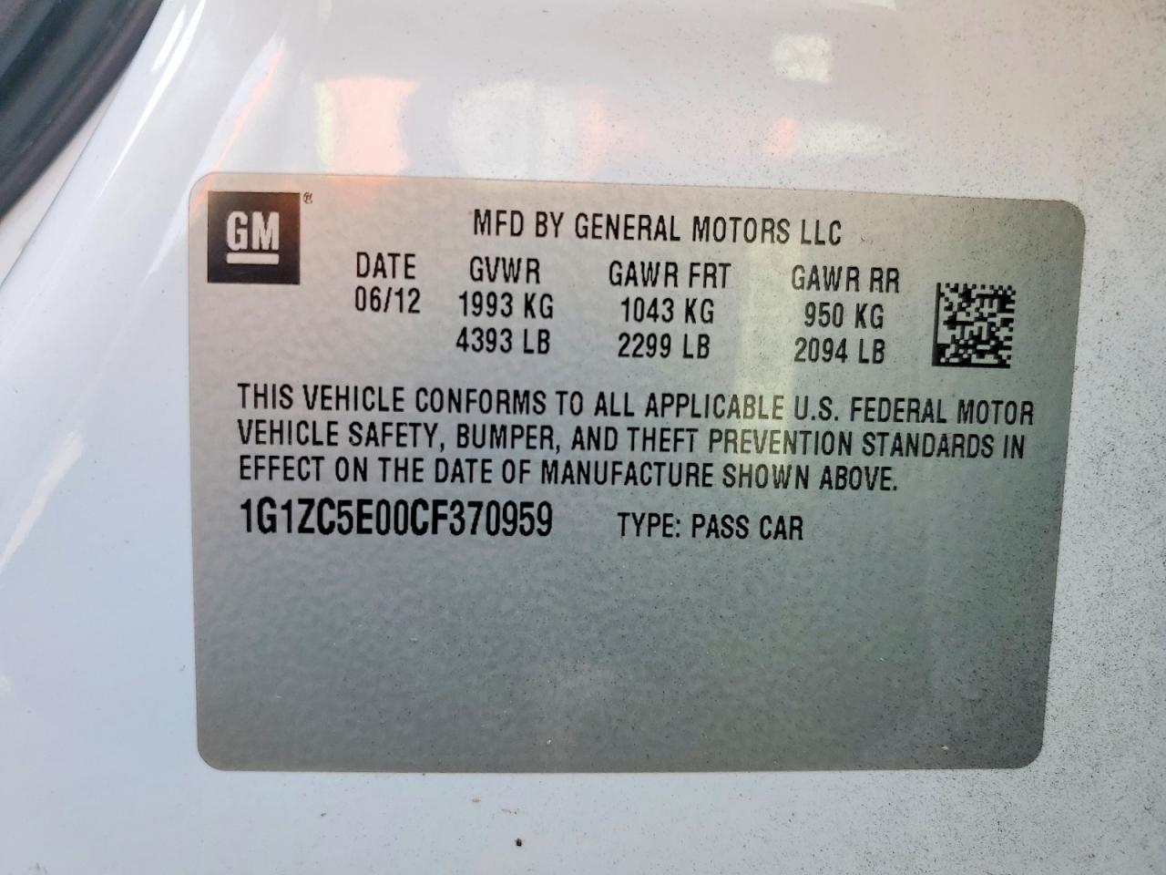 2012 Chevrolet Malibu 1LT