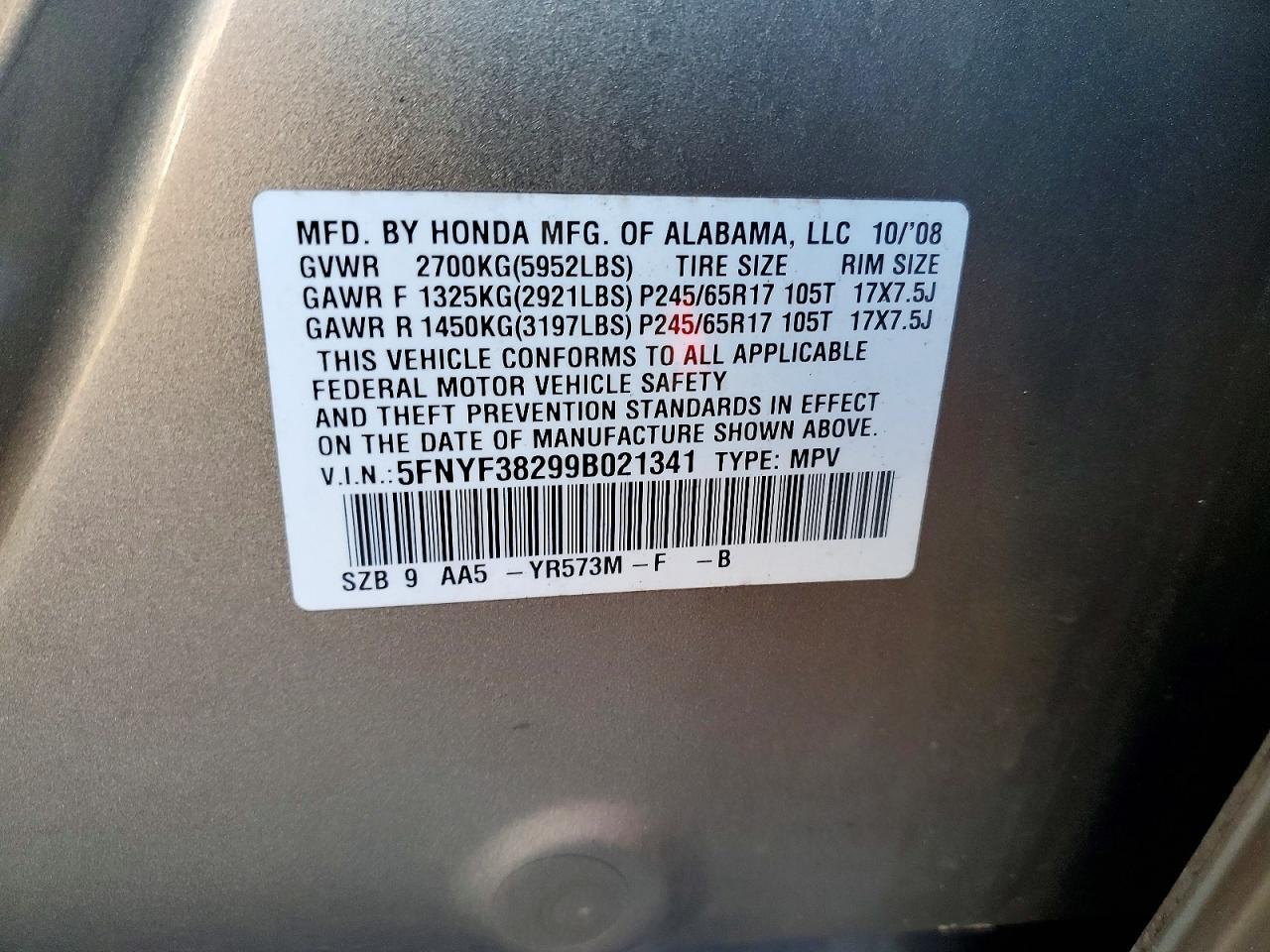 2009 Honda Pilot lx