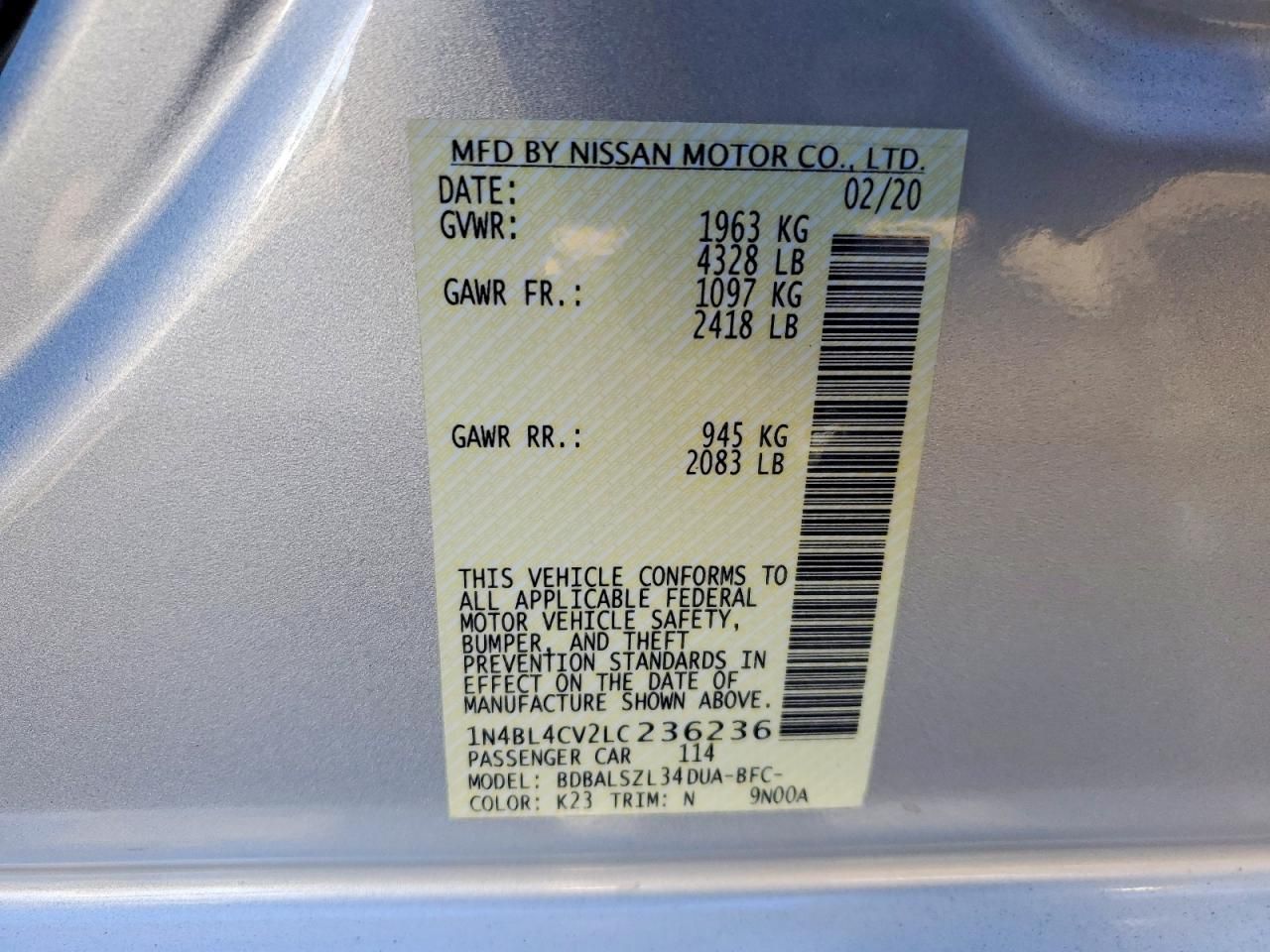 2020 Nissan Altima sr