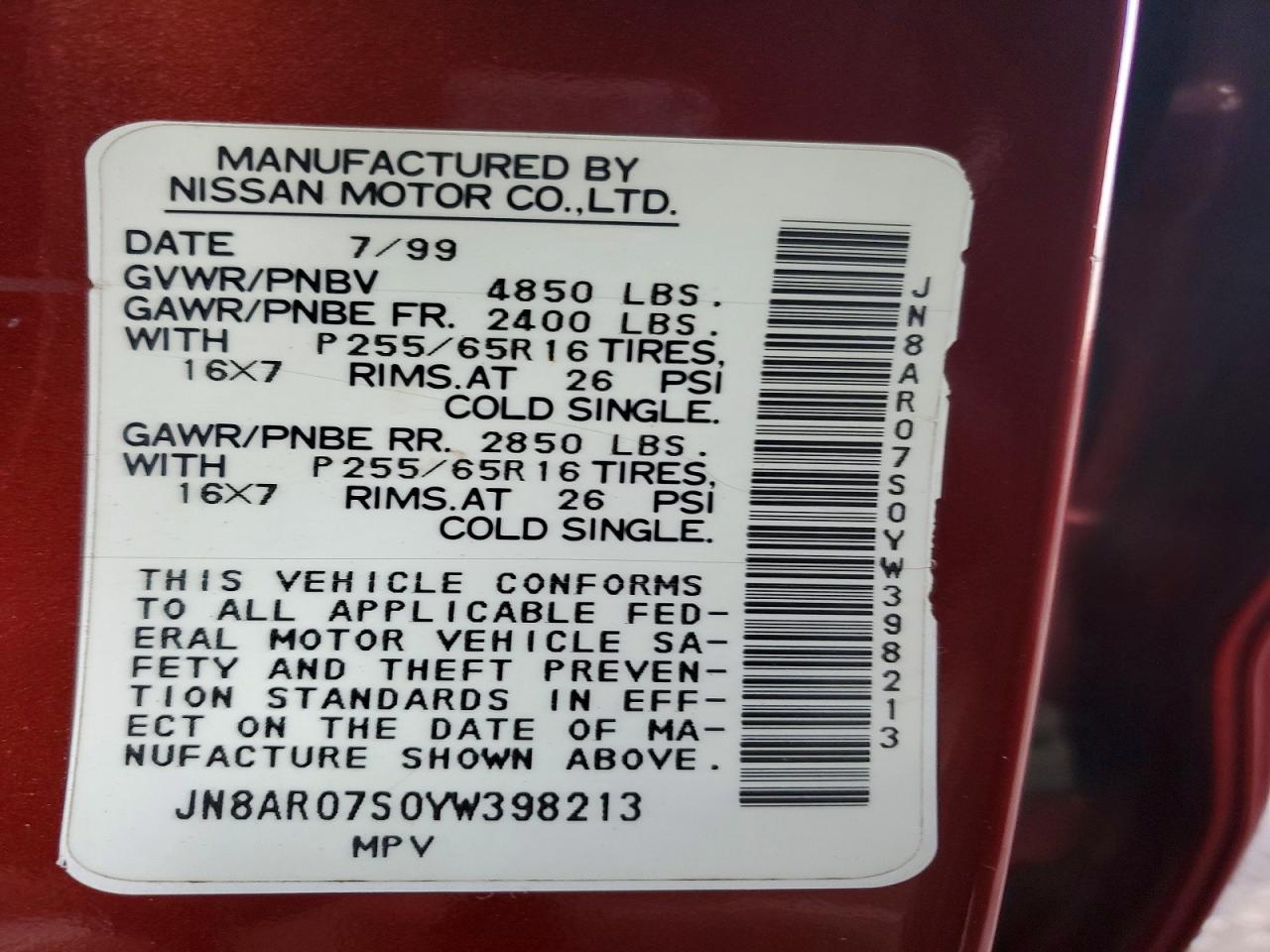 2000 Niss Pathfinder le