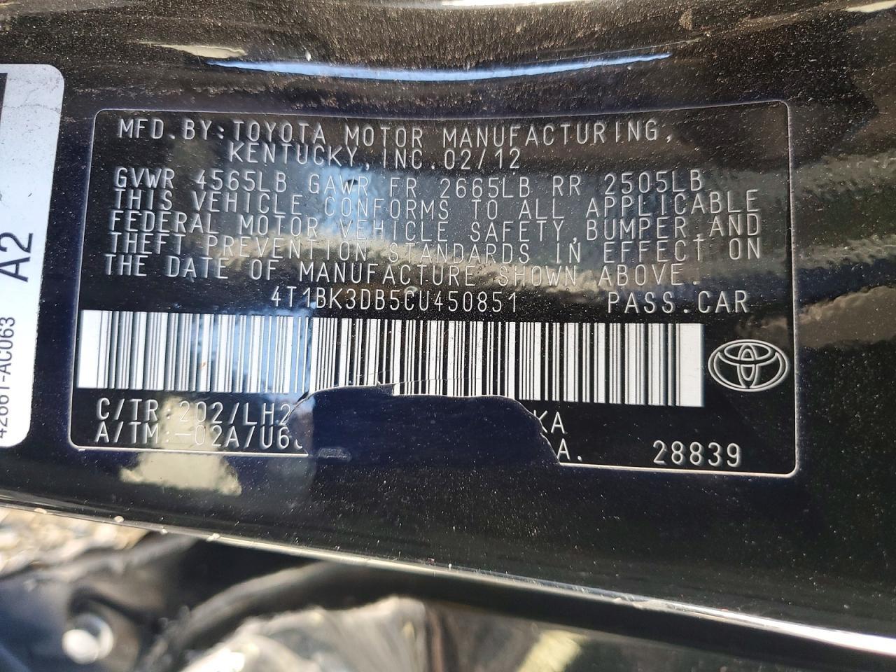 2012 Toyota Avalon Base
