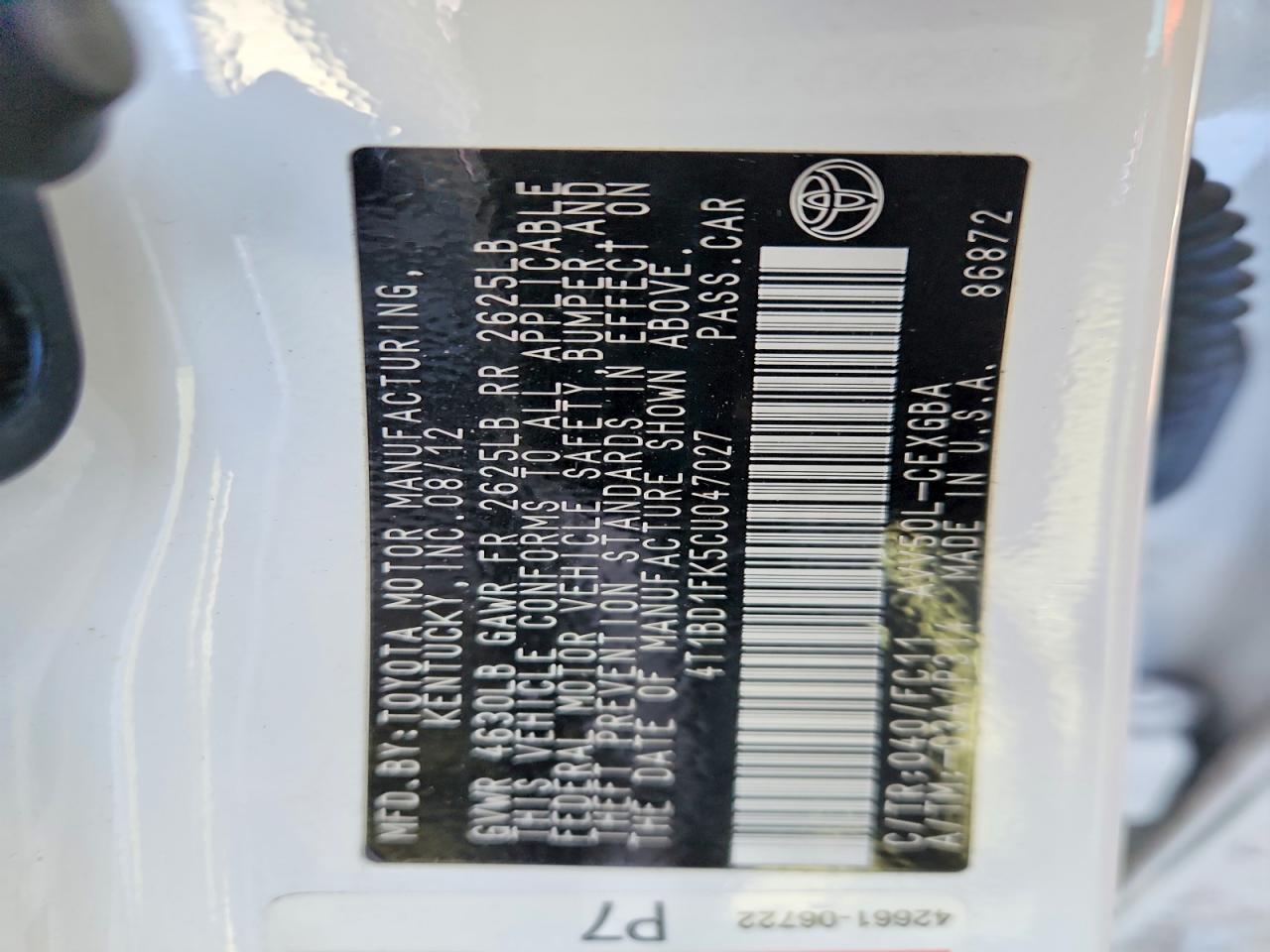 2012 Toyota Camry Hybrid