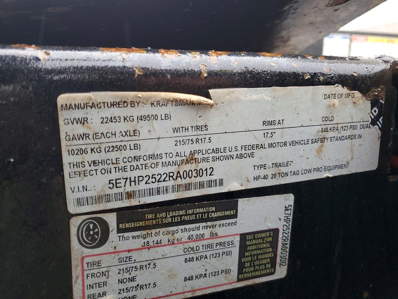 2024 Kraftsman HP-40 20 Equipment Trailer