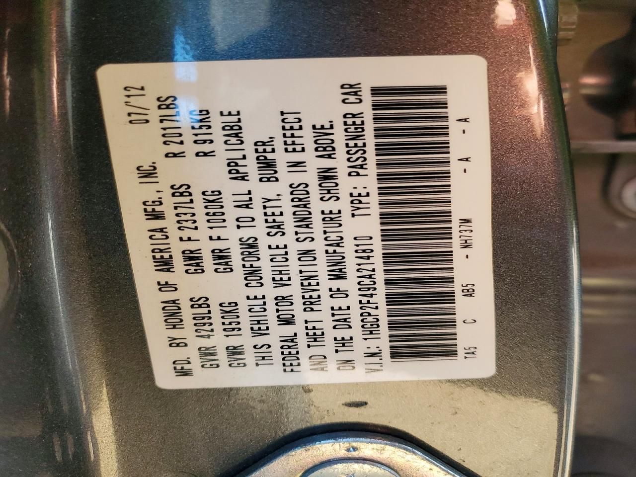 2012 Honda Accord lxp