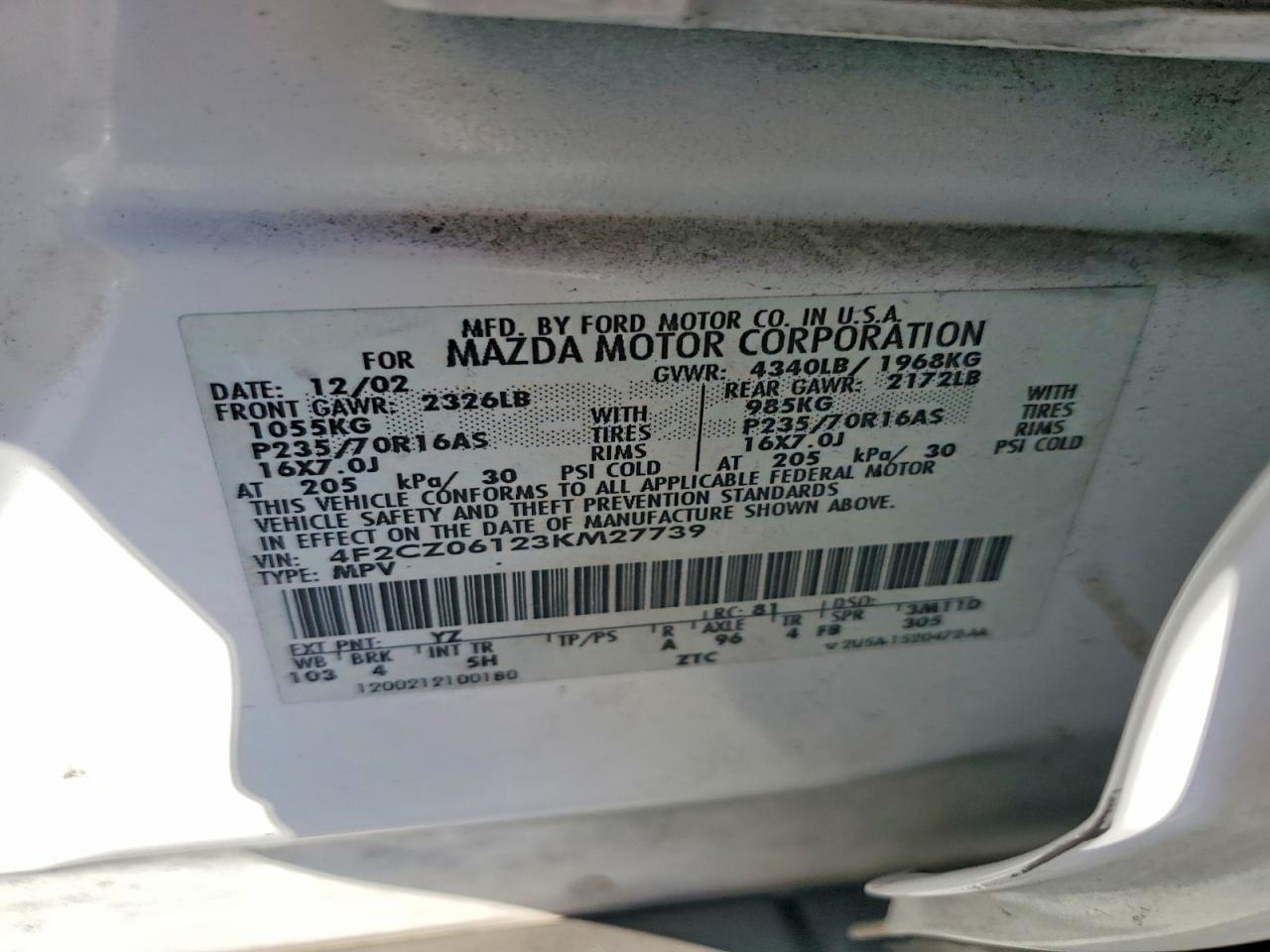 2003 Mazda Tribute es