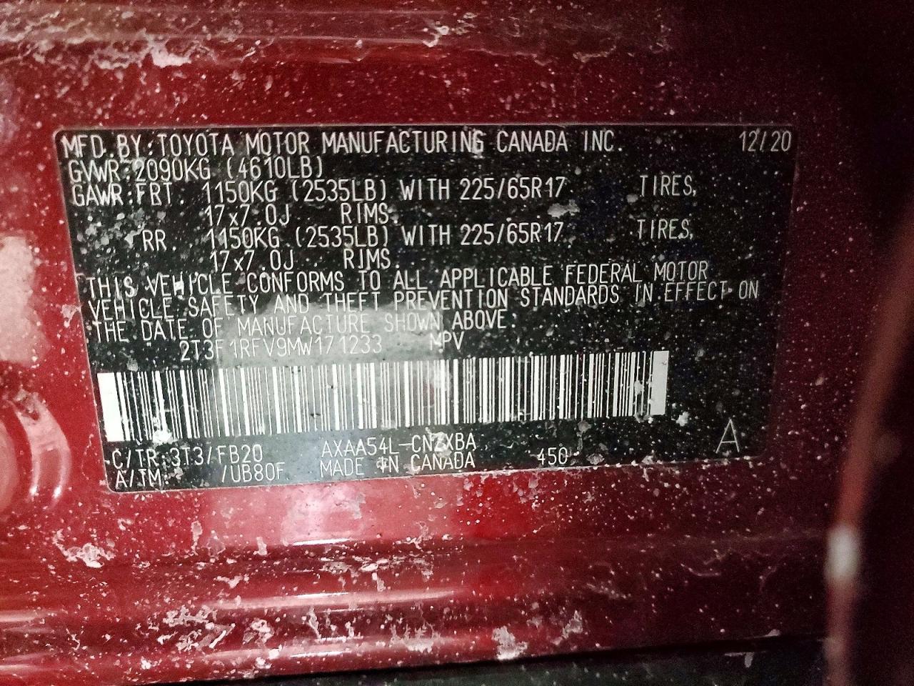 2021 Toyota Rav4 le