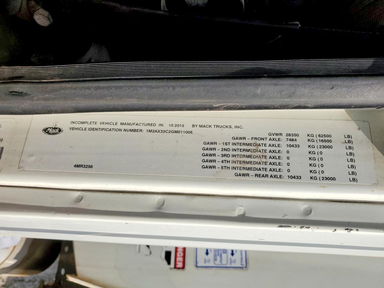 2016 Mack GU500 Refuse Truck