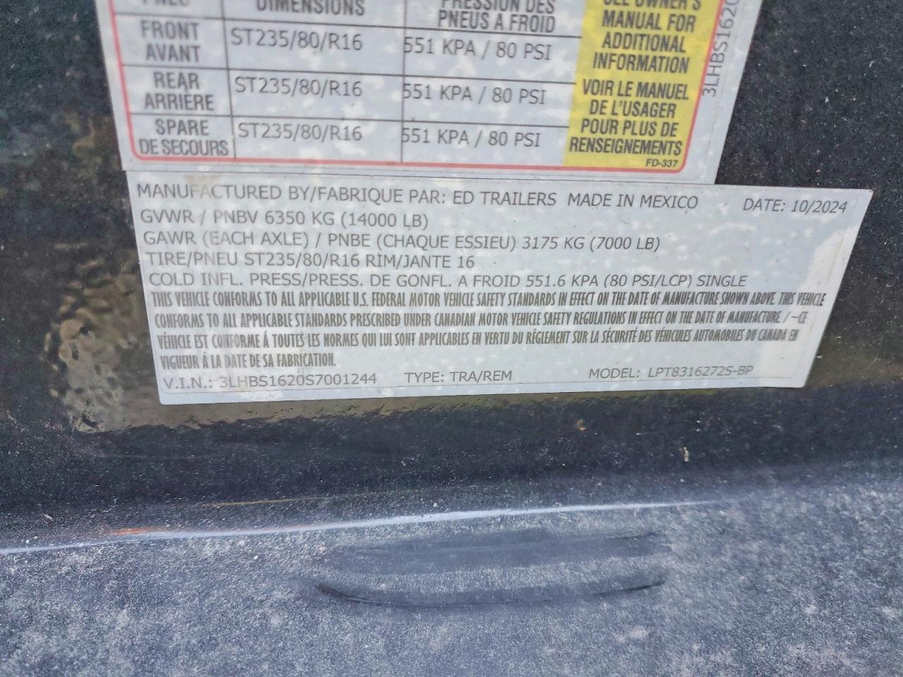 2025 ED LPT8316272S-BP Dump Trailer