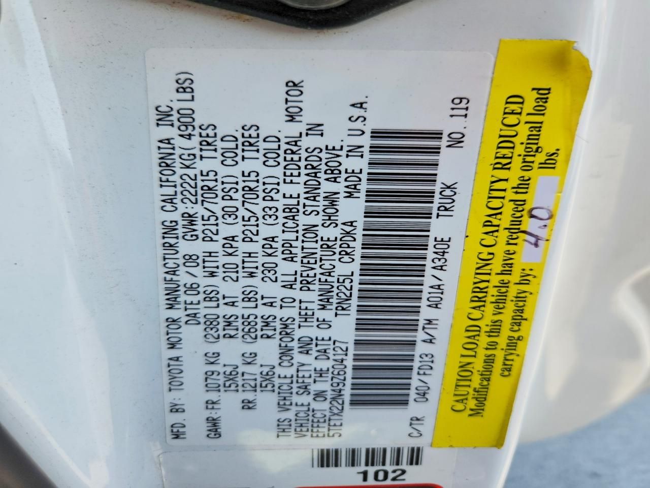 2009 Toyota Tacoma Access cab