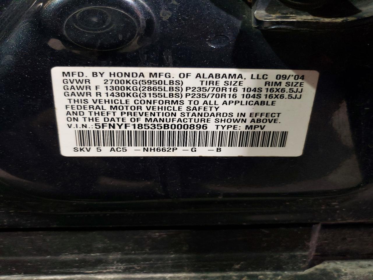 2005 Honda Pilot exl