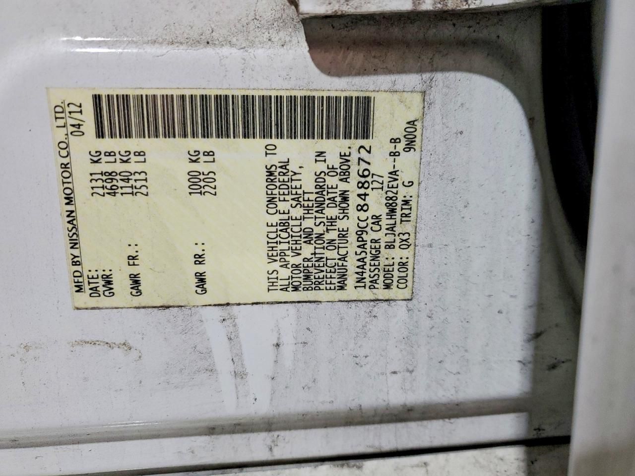 2012 Nissan Maxima s