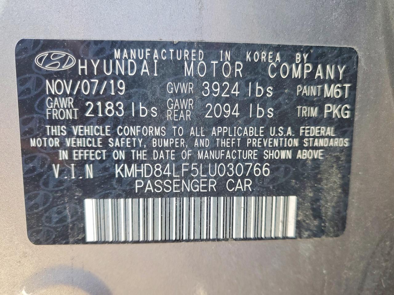 2020 Hyundai Elantra sel