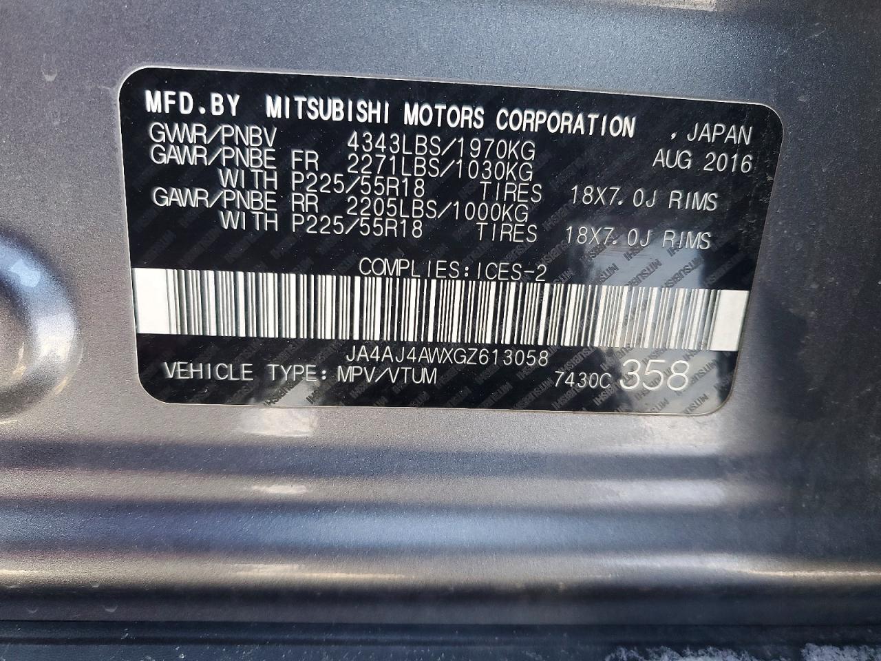 2016 Mitsubishi Rvr gt