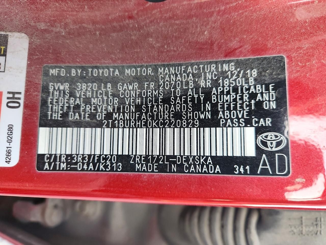 2019 Toyota Corolla l