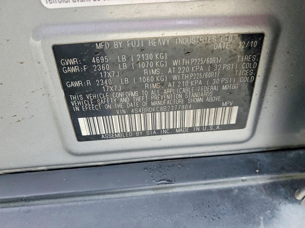 2011 Subaru Outback 3.6r Limited