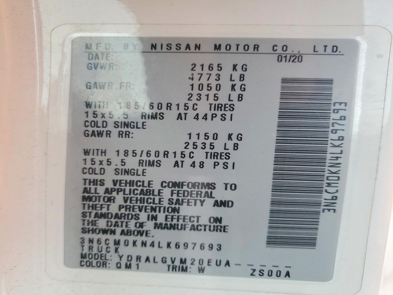 2020 Nissan NV200 2.5S
